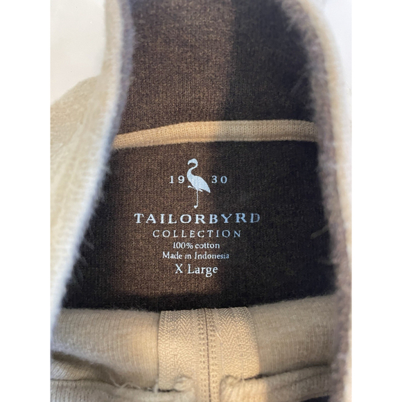TailorByrd 100% Cotton Oatmeal Quarter Zip Pullover Sweater Golf - Picture 4 of 5